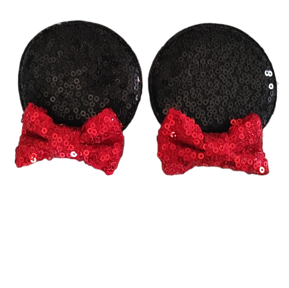 Minnie Mouse Black Sequin Clip On Ears